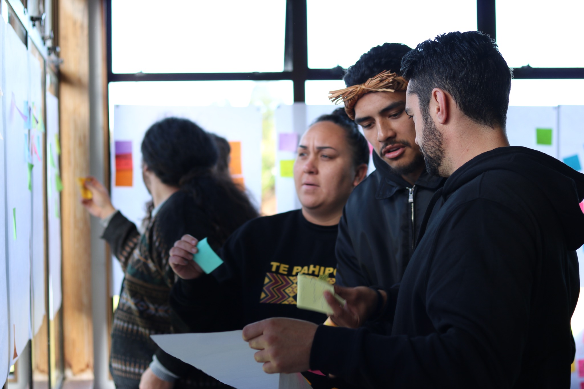 Participants working together